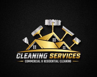 cleaning logo | cleaning service | cleaning business | Commercial residential logo Home House cleaning | DIY logo | Housekeeping Maid Logo