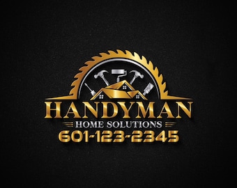Custom Handyman Logo Design: Construction, Roofing, Real Estate, Contracting, Renovation, Home improvement