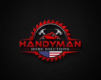 USA Construction & Handyman Logo | Roofing, Builders, Architect, Remodeling,  Home Renovation | Custom American Home Improvement Logo Design