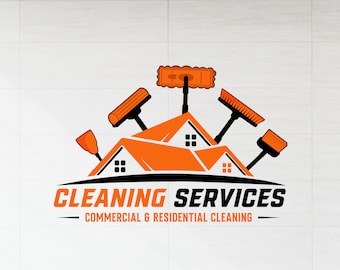 cleaning logo | cleaning service | Commercial residential logo Home House cleaning | DIY logo | Housekeeping Maid Logo | commercial cleaning