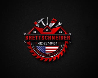 American Construction Logo | Custom Builder, Roofing, Handyman, Contractor, Tools Business Design
