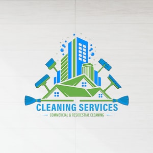 Diseño de logotipo de servicio de limpieza personalizado / Marca de empresa de limpieza profesional / Logotipo comercial, residencial, de limpieza del hogar