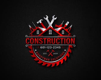 I will design construction, handyman, roofing, contracting, USA handyman and construction, builder logo