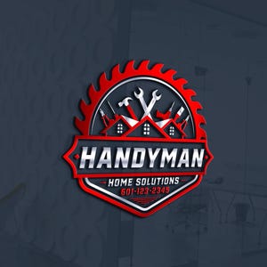 Custom Handyman Logo Design: Construction, Contractor, Home Repair