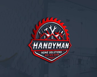 Custom Handyman Logo Design: Construction, Contractor, Home Repair