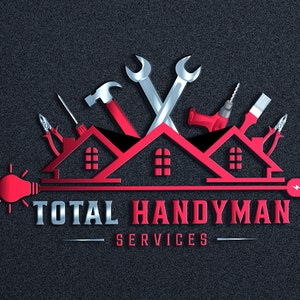 Logo-ontwerp klusjesman | gereedschap man-logo | logo dakbedekking | bouwlogo | dakdekkersbedrijf | thuisoplossing | woningrenovatie