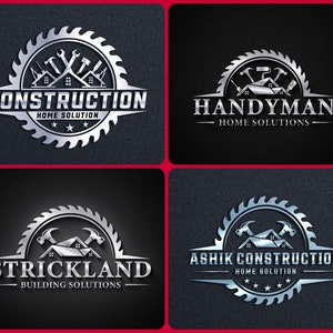 Custom construction logo design | Handyman logo | Roofing logo | Plumbing Logo | Builders logo | Home repair logo | Home improvement logo