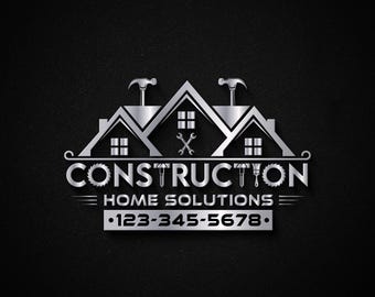 Handyman Construction Logo Design | Real Estate Contractors Hammer Plumbing Renovation Remodeling Logo | Custom Business Logo Design