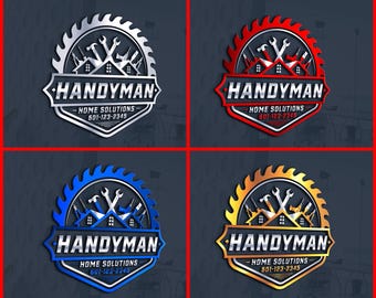 Custom Handyman Logo Design: Construction, Contractor, Home Repair