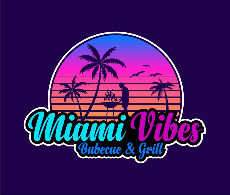 Miami Vibes Logo Design Restaurant Logo Food Logo Etsy