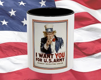 Ceramic Mug, Patriotic Uncle Sam Coffee Cup, America Gift for July 4th, Vintage Freedom Tea Mug, USA Independence Day Kitchen Decor,