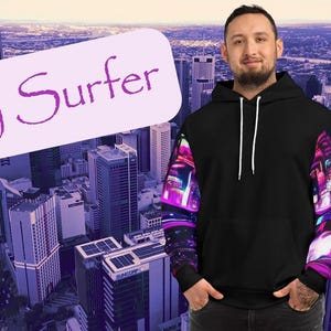 Unisex Sweatshirt Hoodie, AI-Generated Design, Fashion Jacket, Urban Streetwear, Surfing Style Sweatshirt, Trendy Graphic