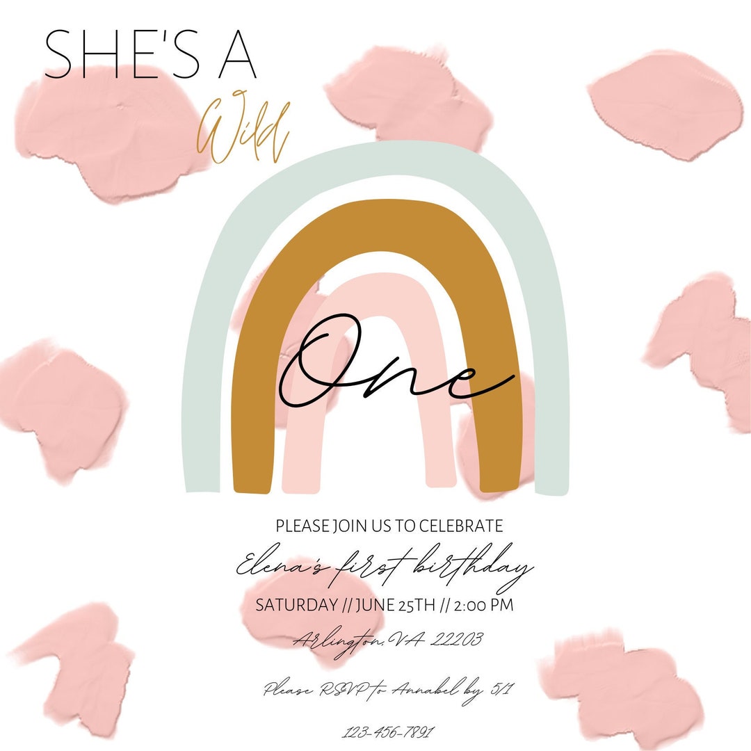 BABYS FIRST BIRTHDAY Template printable Birthday Invitation Digital