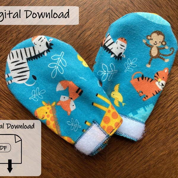 Easy Baby Mittens Sewing Pattern that Stay On, No Scratch Sleeping or Outdoor Mittens for NB to 12m, Printable PDF Instant Digital Download