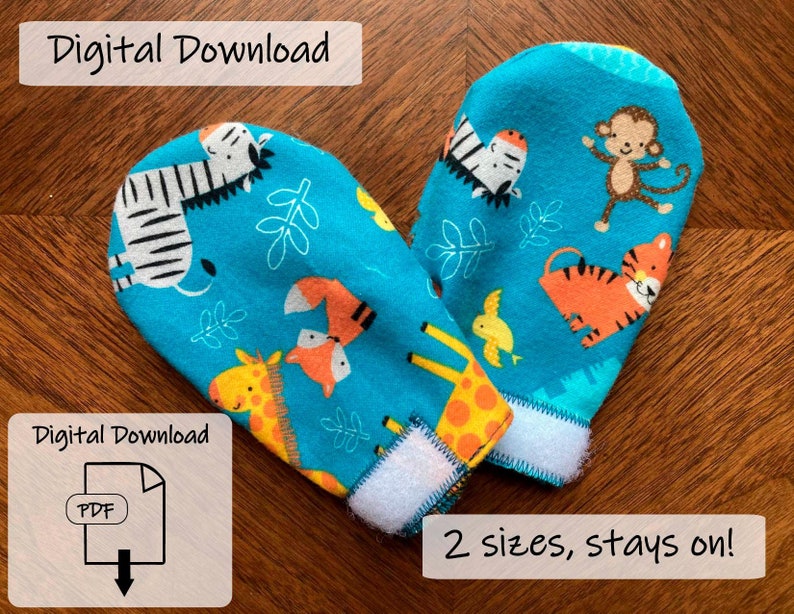 Easy Baby Mittens Sewing Pattern: No-scratch, Stay-on Design, 2 Sizes ...