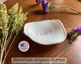 Shaped Nursing Pads Made with Organic US Cotton, PFAS FREE Reusable Anatomic Contoured Breastfeeding Pads, Absorbent and Breathable