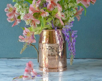 Personalized Copper Flower Vase, Hammered Home Decor, 7th Anniversary Gift