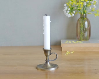 Antiqued Brass Candle Holder: Vintage Style Taper Candlestick, Hygge Decor
