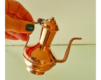 Handmade Copper Miniature Teapot: 1/6 Scale Dollhouse Kitchen Decor