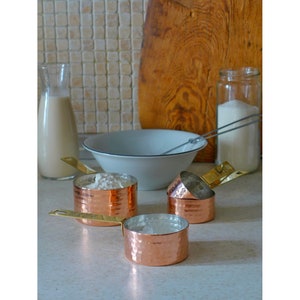 Pure Copper Measuring Cups with Brass Handle Stackable Set of 4 Copper Kitchen Gadgets Copper Kitchen Utensils Pantry Organization