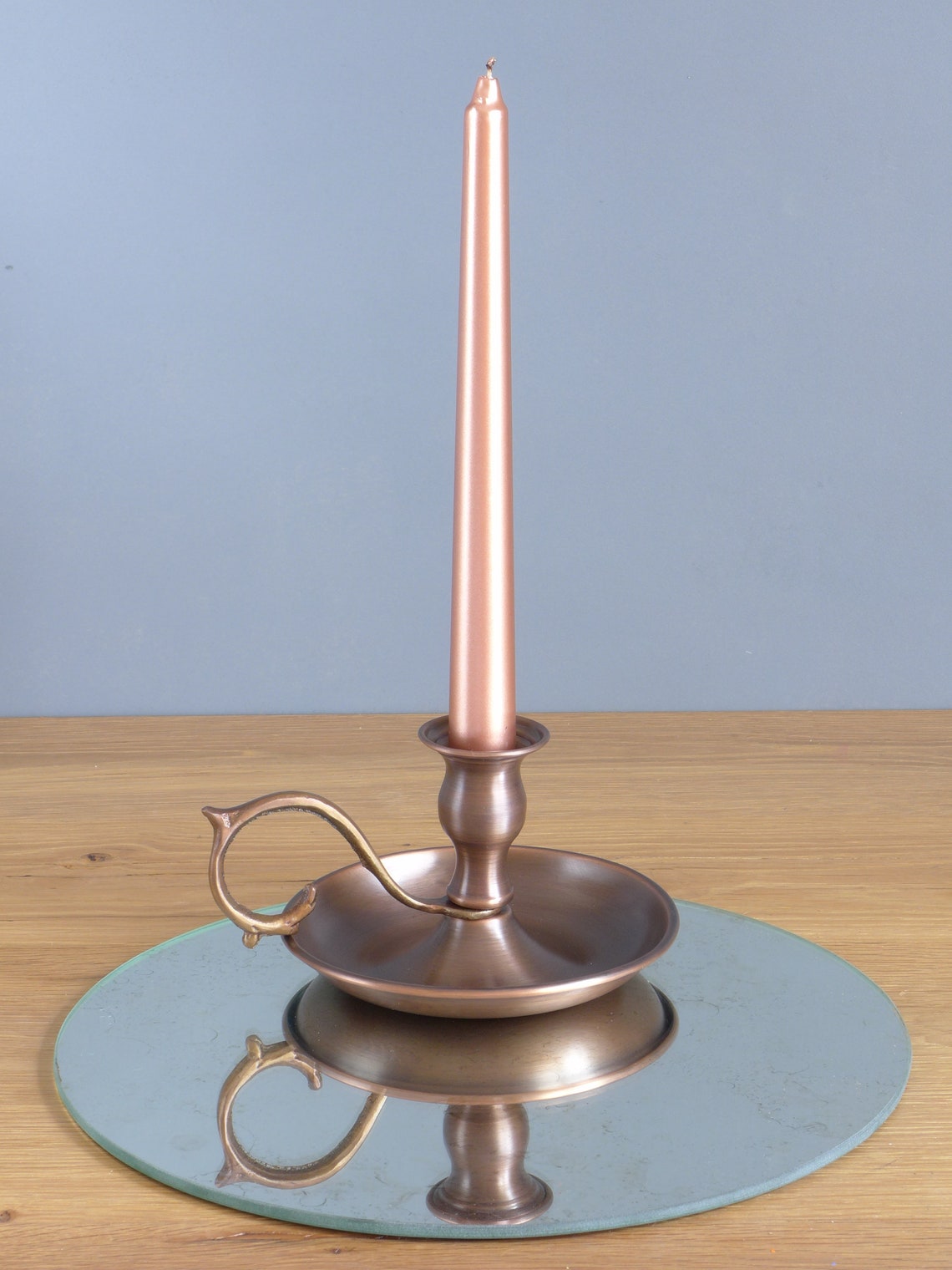 Set of 3 Copper Candlestick Holders & Candle Snuffer Solid Etsy