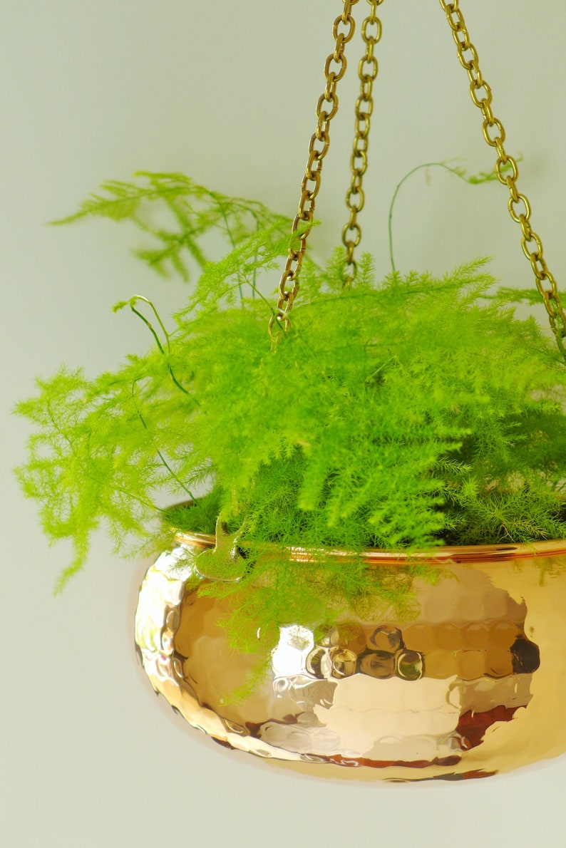 Copper Hanging Planter Set of 2 Hanging Indoor Planter Wall Etsy