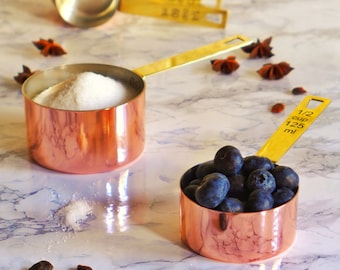 Personalized Copper Measuring Cups Set: Vintage Kitchen Decor, Baking Gift
