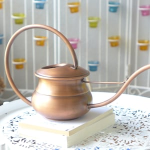 Oxidized Copper Watering Can, Handmade Long Spout Watering Pot, Pure Copper Pitcher, Solid Copper Watering Pot, Urban Farmhouse Decor