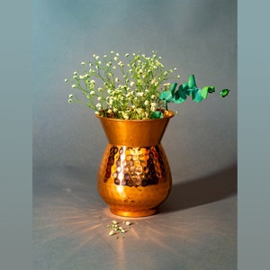 Koperen knopvaas, decoratieve vaas 6,1'', koperen bloemenvaas, middelpunt bloemenvaas, boekethouder, woondecoratie, cadeau 7e verjaardag