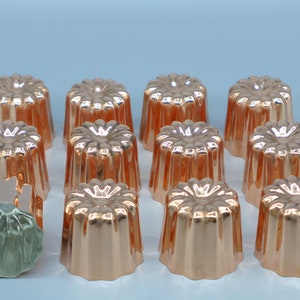 Set of 12 Large Copper Canele Mold, French Canele Molds, Copper Cake Molds, Copper Tinned Interior Molds, Copper Kitchen Molds, Cake Pan