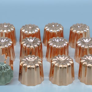 Set of 12 Large Copper Canele Mold, French Canele Molds, Copper Cake Molds, Copper Tinned Interior Molds, Copper Kitchen Molds, Cake Pan image 1