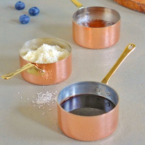 Set of 3 Mini Copper Pot Dipping Bowls Chocolate Pot Cooking Utensils Copper Kitchen Decor Copper Kitchen Accessories Butter Warmer