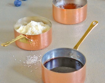 Set of 3 Mini Copper Pot Dipping Bowls Chocolate Pot Cooking Utensils Copper Kitchen Decor Copper Kitchen Accessories Butter Warmer