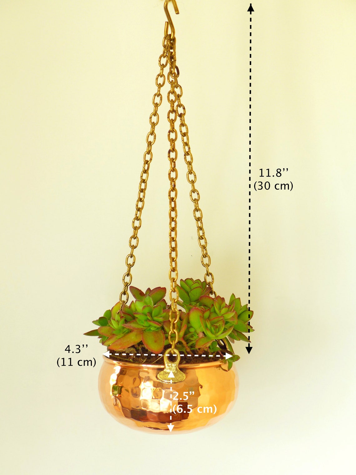 Copper Hanging Planter Set of 2 Hanging Indoor Planter Wall Etsy