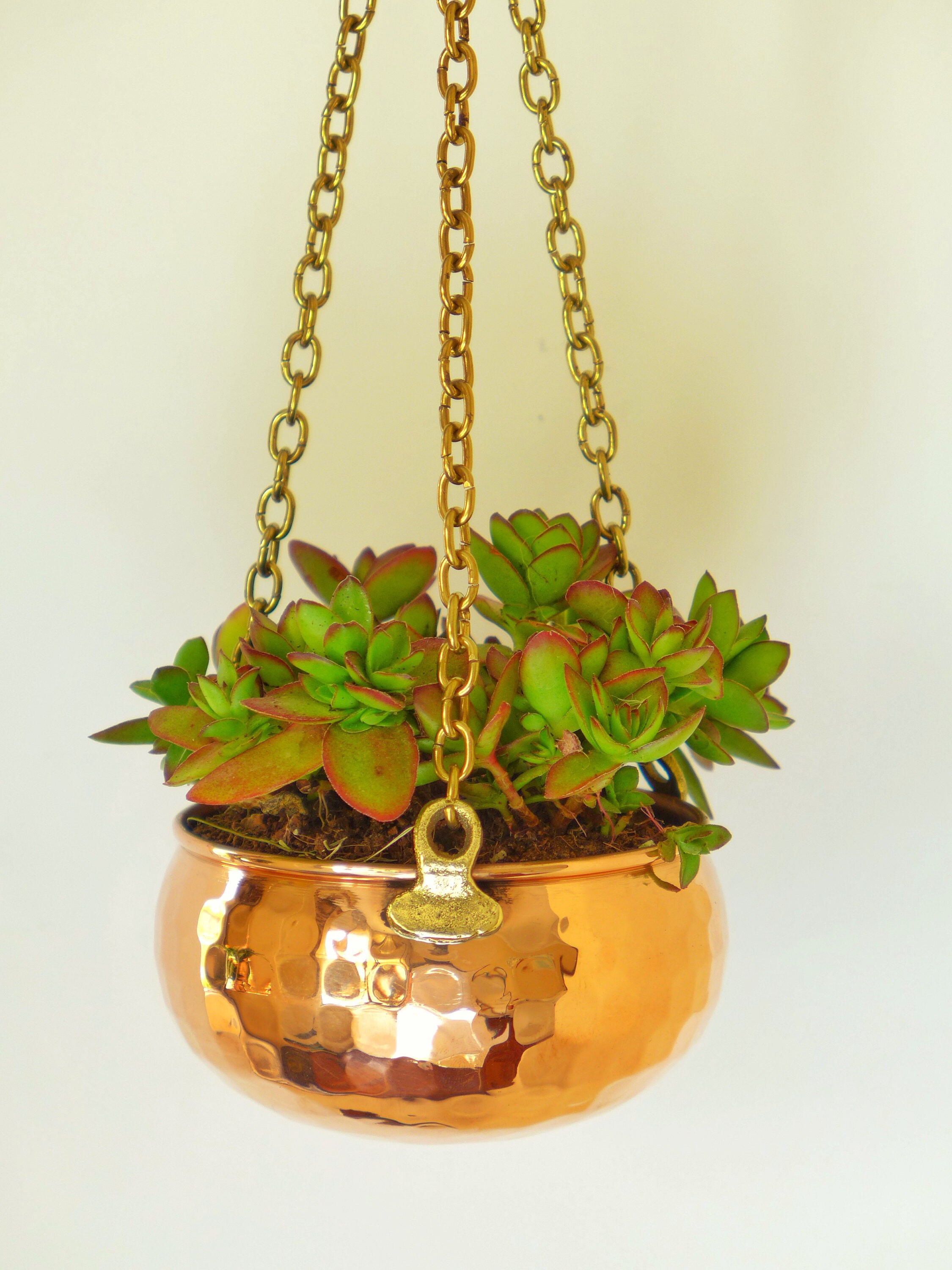 Hand Hammered Copper Hanging Planter: Turkish Coppersmith Design - Etsy