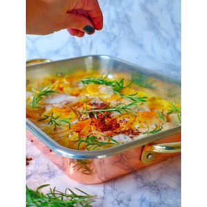 Brytfanna z uchwytami 14,5''x10,6'' Prostokątna miedziana blacha do pieczenia, patelnia do lasagne, miedziana dekoracja kuchenna, prezent na Dzień Matki, prezent do pieczenia