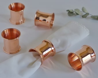 Handmade Copper Napkin Rings Set: Rustic Rose Gold Sparkle Decor