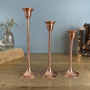 Copper Candle Holder Set, Taper Candle Holder, Brass Candle Sticks, Gold Candle Holder, Mid Century Modern Candlestick Holder