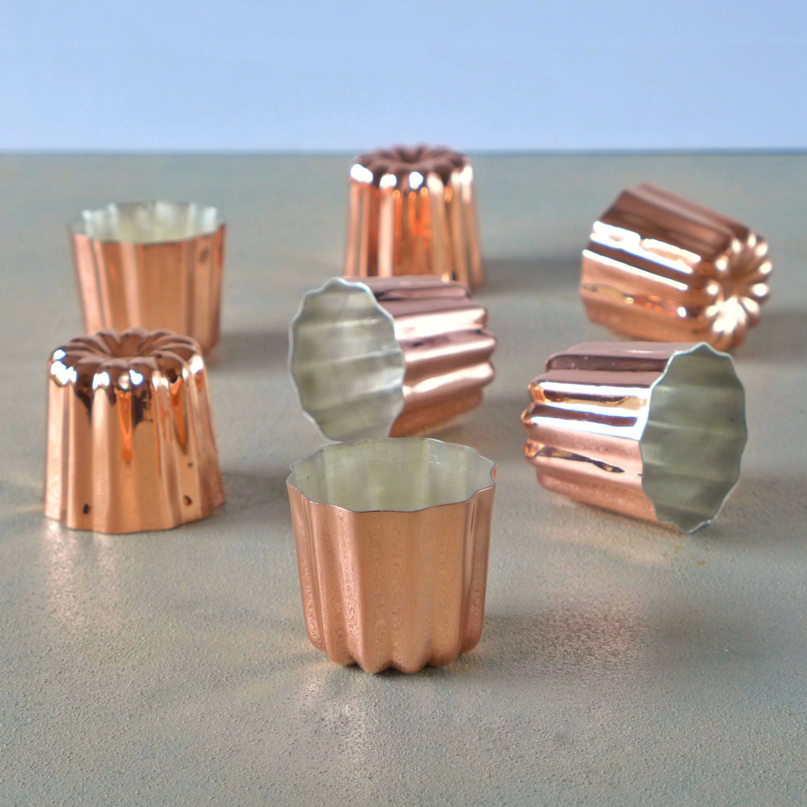 Juego de 20 moldes de cobre para canele, moldes de cobre para pasteles, moldes de cobre para cocina, utensilios de cocina de cobre, moldes de cobre vintage, decoración de cocina de cobre, regalo de cocina