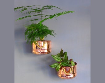 Copper Wall Planter Set of 2 Hanging Planter Indoor Wall Hanging Planter Copper Planter Pot Decorative Planter Succulent Planter