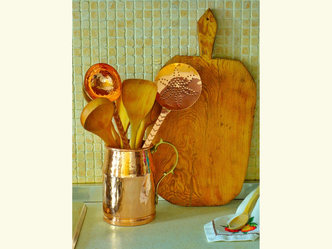 Copper Kitchen Utensil Holder for Countertop Large Utensil Holder