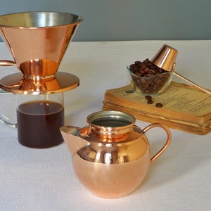 Copper Pour Over Coffee Maker Set with Coffee Pot and Coffee Scoop, Coffee Dripper, Filter Holder, Coffee Brew Set, Coffee Lovers Gift