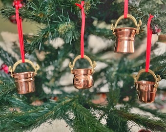 Set of 4 Copper Christmas Tree Ornaments Xmas Decor Miniature Ornaments Xmas Tree Ornament
