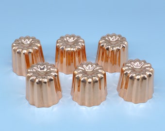 Juego de 6 moldes grandes de cobre para canele, moldes para canele francés, moldes de cobre para pasteles, moldes interiores de cobre estañado, moldes de cobre para cocina, molde para pasteles