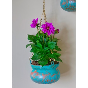 Hanging Planter Green Patina Copper Hanging Plant Holder House Planter Unique Wall Planter Succulent Planter Pot Outdoor House Planter
