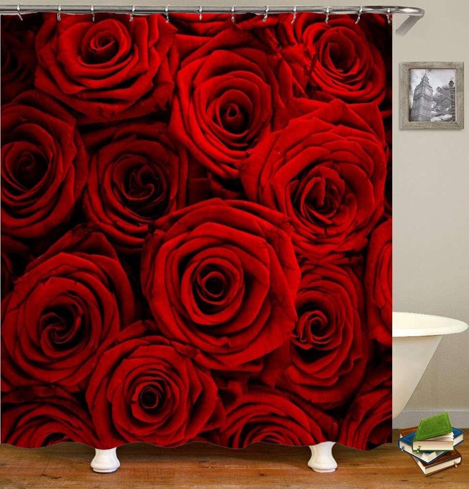Rideau de Douche 180x180 Aux Multiples Roses Rouges Inspiration Saint-Valentin Neuf Sous Emballage a