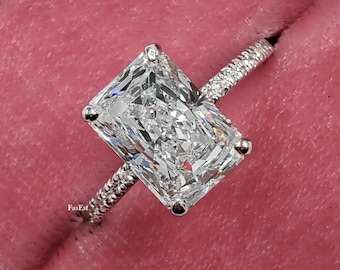 3 Carats Radiant Cut Moissanite Engagement Ring Radiant Cut Wedding Ring Anniversary Ring Radiant Engagement Ring Promise Ring Gift for Her