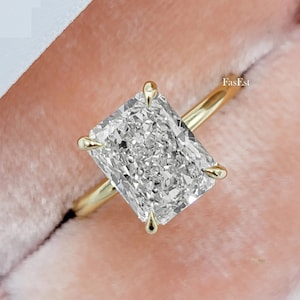 14K Yellow Gold Engagement Ring 3 CT Radiant Diamond Wedding Ring Radiant Cut Moissanite Engagement Ring Radiant Cut Anniversary Ring