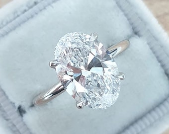 Anillo de bodas ovalado de 3 quilates, anillo de compromiso de moissanita de corte ovalado, anillo de oro macizo de 14 quilates, anillo de aniversario ovalado, anillo de novia, anillo solitario, anillo de promesa