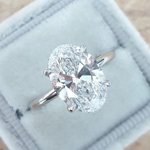 3 CT Oval Wedding Ring Oval Cut Moissanite Engagement Ring 14K Solid Gold Ring Oval Anniversary Ring Bridal Ring Solitaire Ring Promise Ring